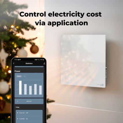 AENO - Smart elektrisk infrapanel 500W timer/termostat Wi-Fi vit