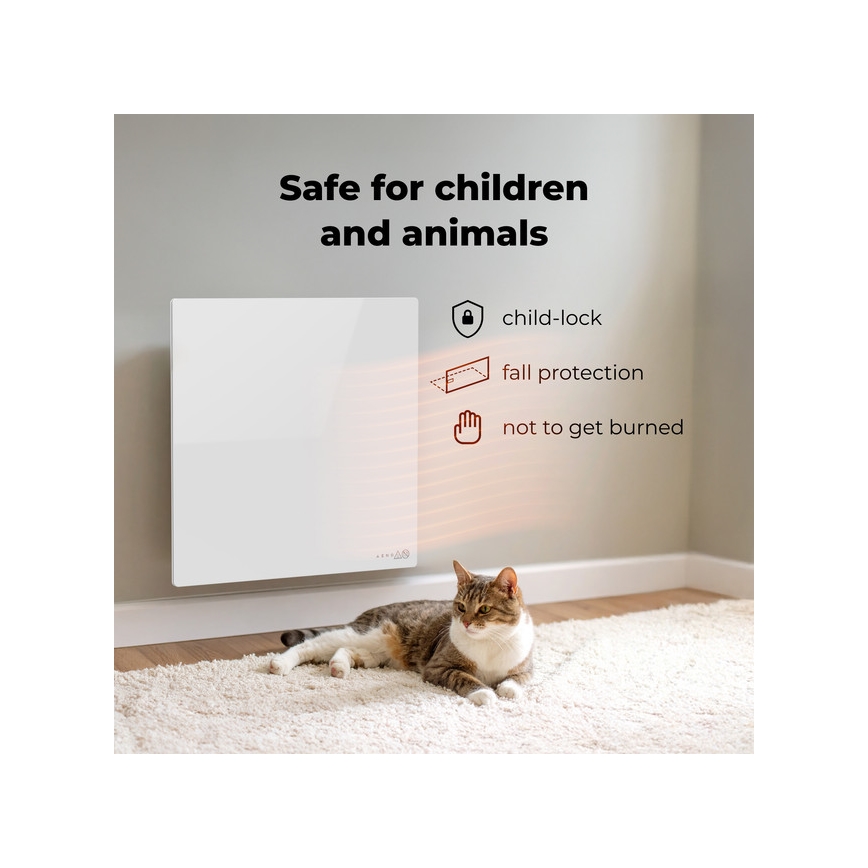 AENO - Smart elektrisk infrapanel 500W timer/termostat Wi-Fi vit
