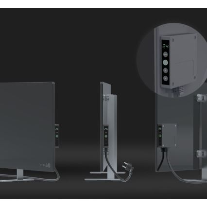 AENO - Smart elektrisk infraröd panel med LED display 700W Timer/termostat IP44 Wi-fi grå