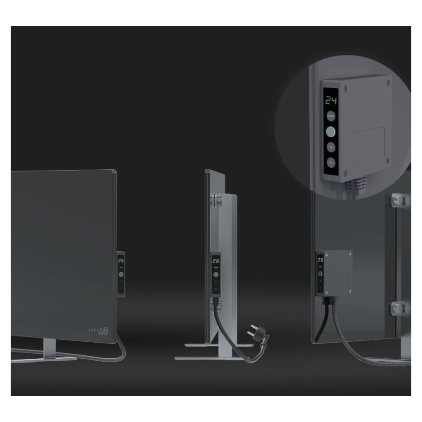 AENO - Smart elektrisk infraröd panel med LED display 700W Timer/termostat IP44 Wi-fi grå