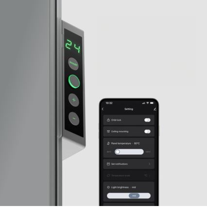 AENO - Smart elektrisk infraröd panel med LED display 700W Timer/termostat IP44 Wi-fi grå