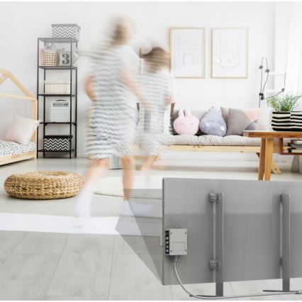 AENO - Smart elektrisk infraröd panel med LED display 700W Timer/termostat IP44 Wi-fi grå