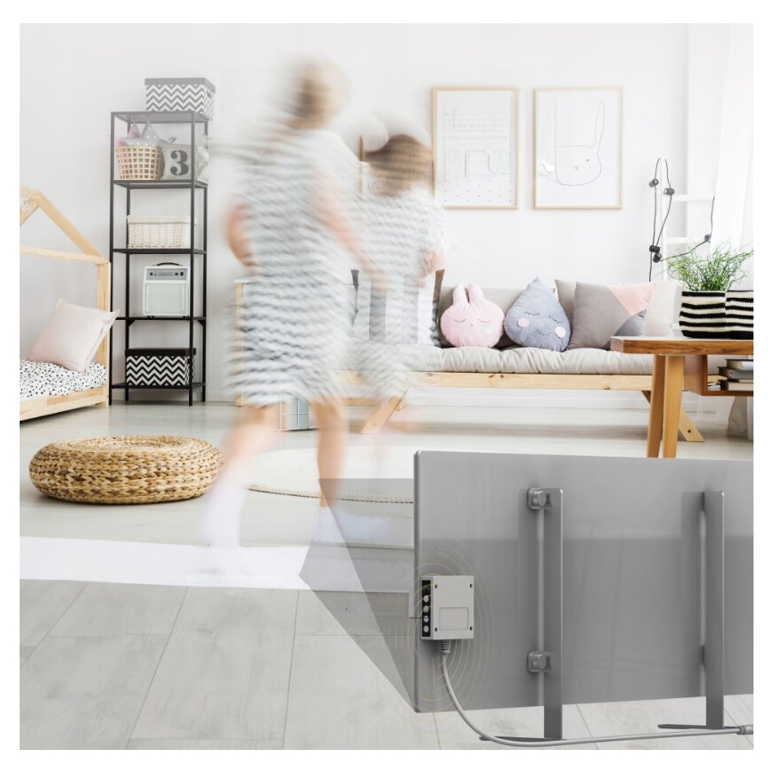 AENO - Smart elektrisk infraröd panel med LED display 700W Timer/termostat IP44 Wi-fi grå