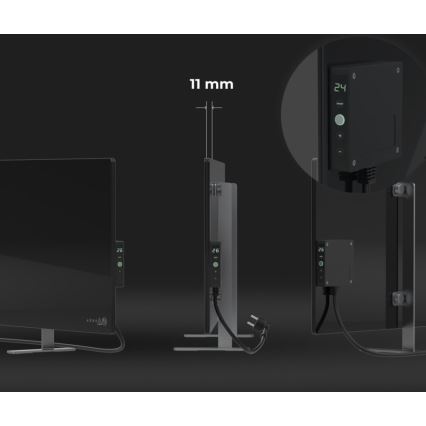 AENO - Smart elektrisk infraröd panel med LED display 700W Timer/termostat IP44 Wi-fi svart