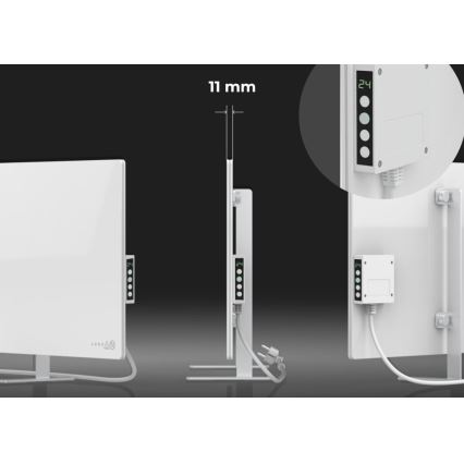 AENO - Smart elektrisk infraröd panel med LED display 700W Timer/termostat IP44 Wi-fi vit