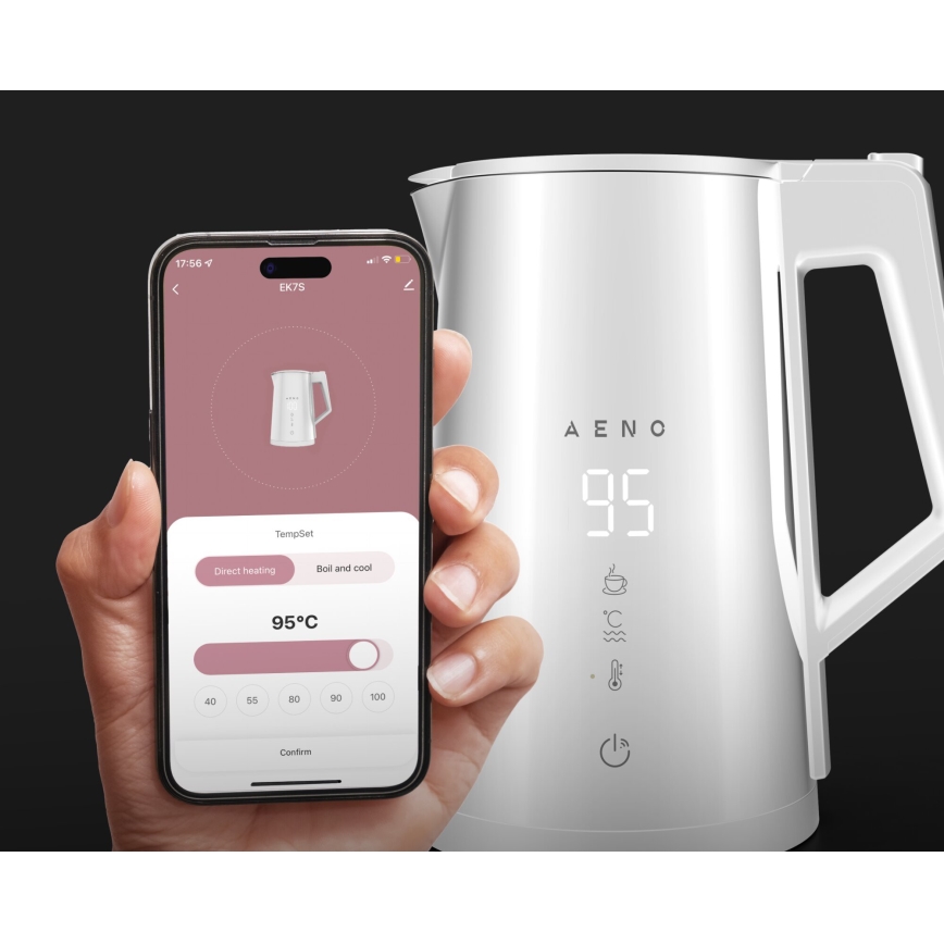 AENO - Smart vattenkokare med LED-display 1,7 l 2200W/230V vit