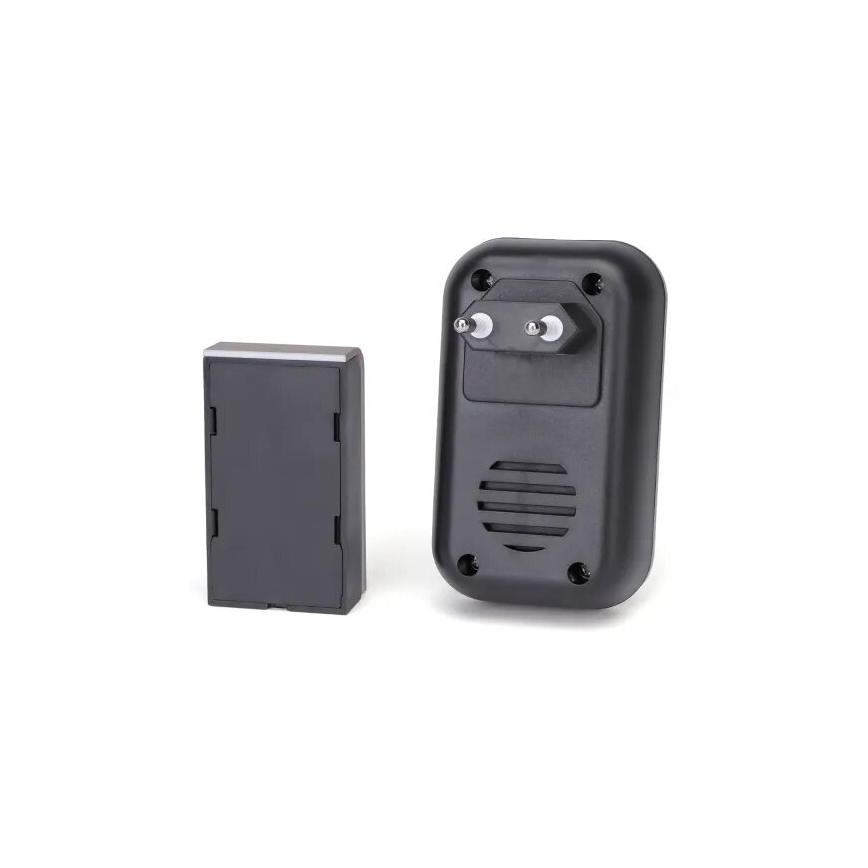 Aigostar - SET 2x Trådlös dörrklocka för vägguttag 230V/12V IP44 svart/koppar