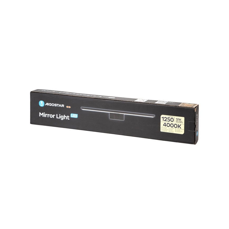 Aigostar - Badrumsspegel med LED-belysning LED/12W/230V 4000K 60 cm IP44 svart