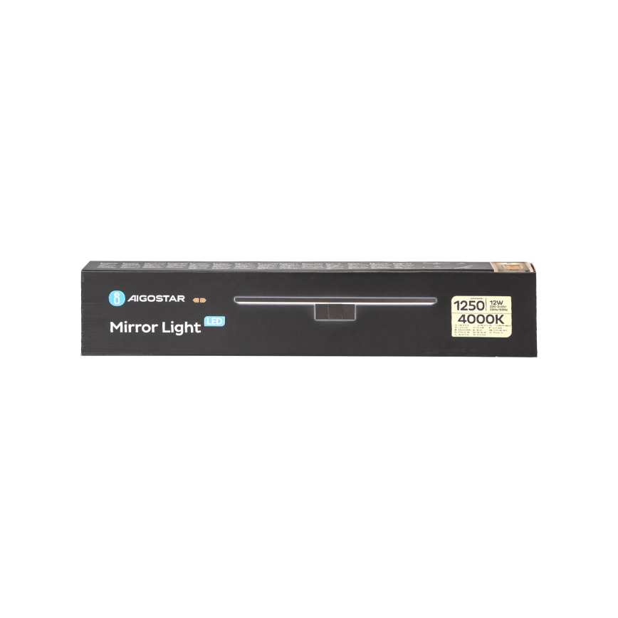 Aigostar - Badrumsspegel med LED-belysning LED/12W/230V 4000K 60 cm IP44 svart