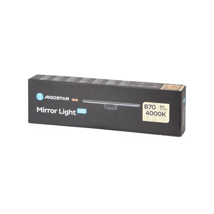 Aigostar - Badrumsspegel med LED-belysning LED/8W/230V 4000K 40 cm IP44 svart