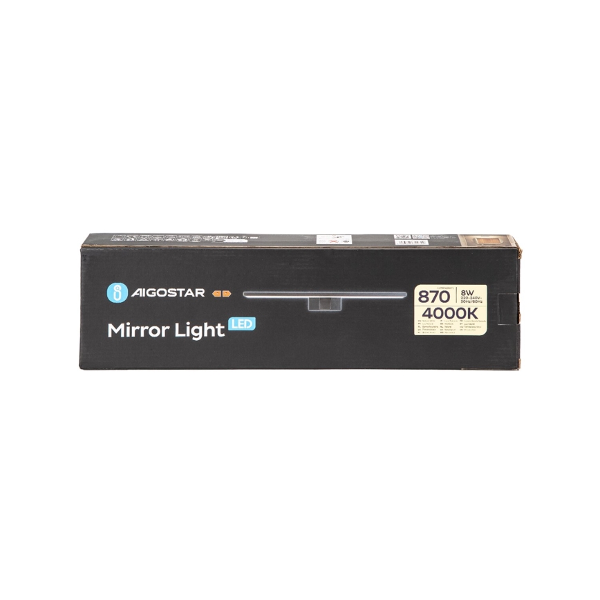 Aigostar - Badrumsspegel med LED-belysning LED/8W/230V 4000K 40 cm IP44 svart