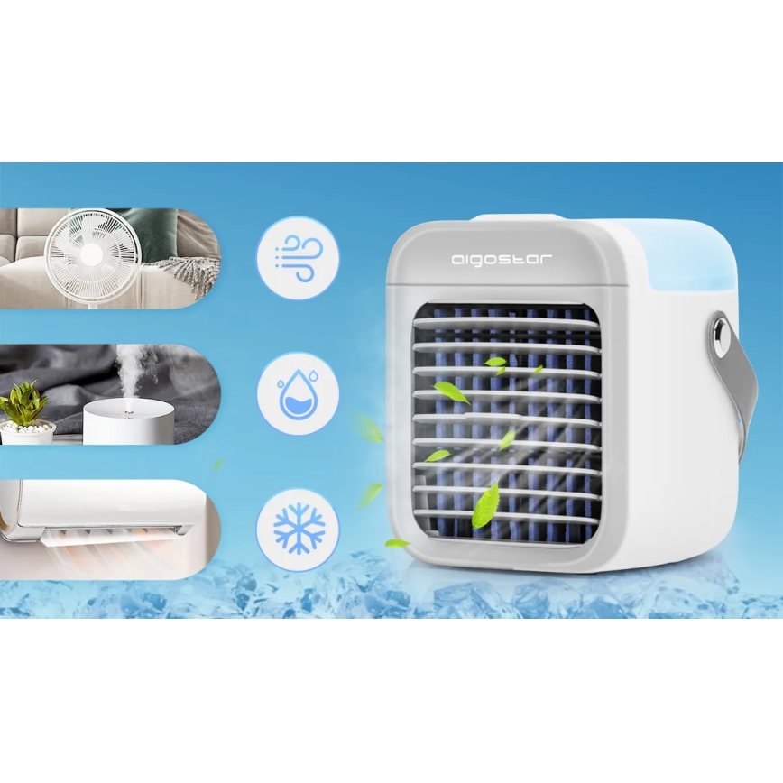 Aigostar - Bärbar air cooler 8W/5V vit