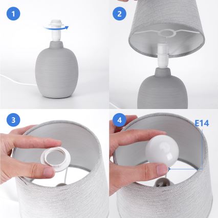 Aigostar - Bordslampa 1xE14/40W/230V grå