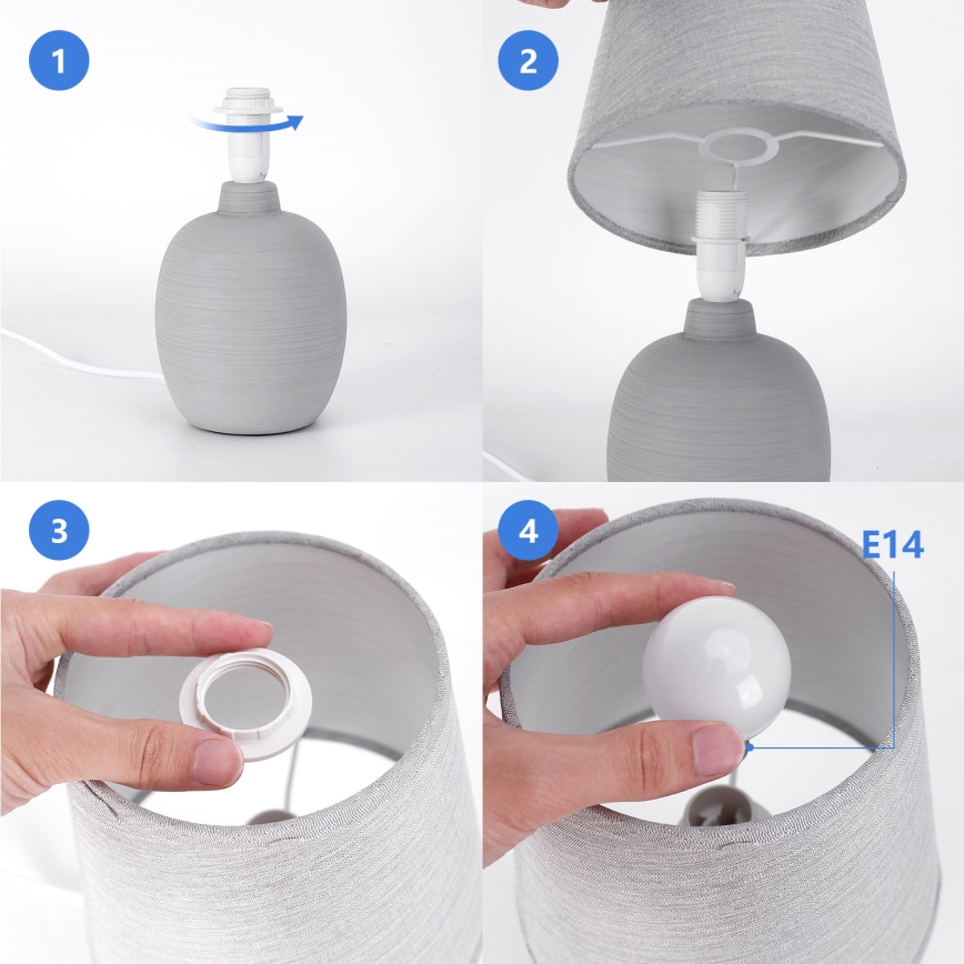 Aigostar - Bordslampa 1xE14/40W/230V grå