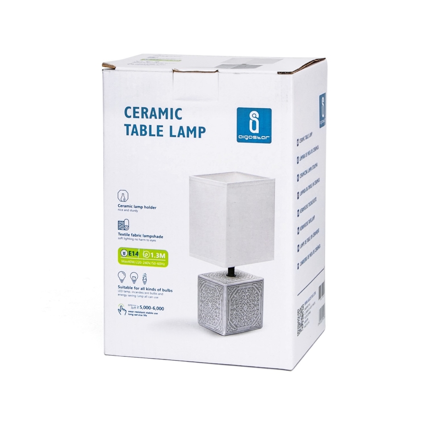 Aigostar - Bordslampa 1xE14/40W/230V grå/vit