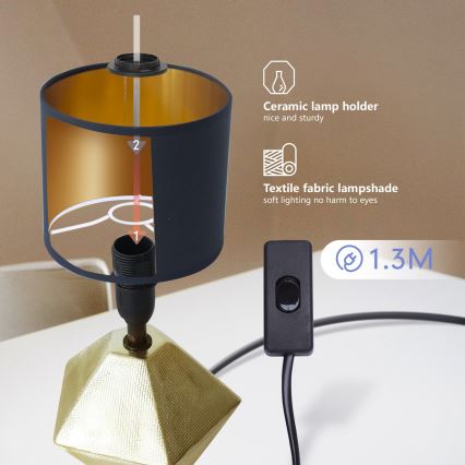 Aigostar - Bordslampa 1xE14/40W/230V gyllene/svart
