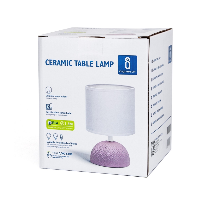 Aigostar - Bordslampa 1xE14/40W/230V rosa/vit
