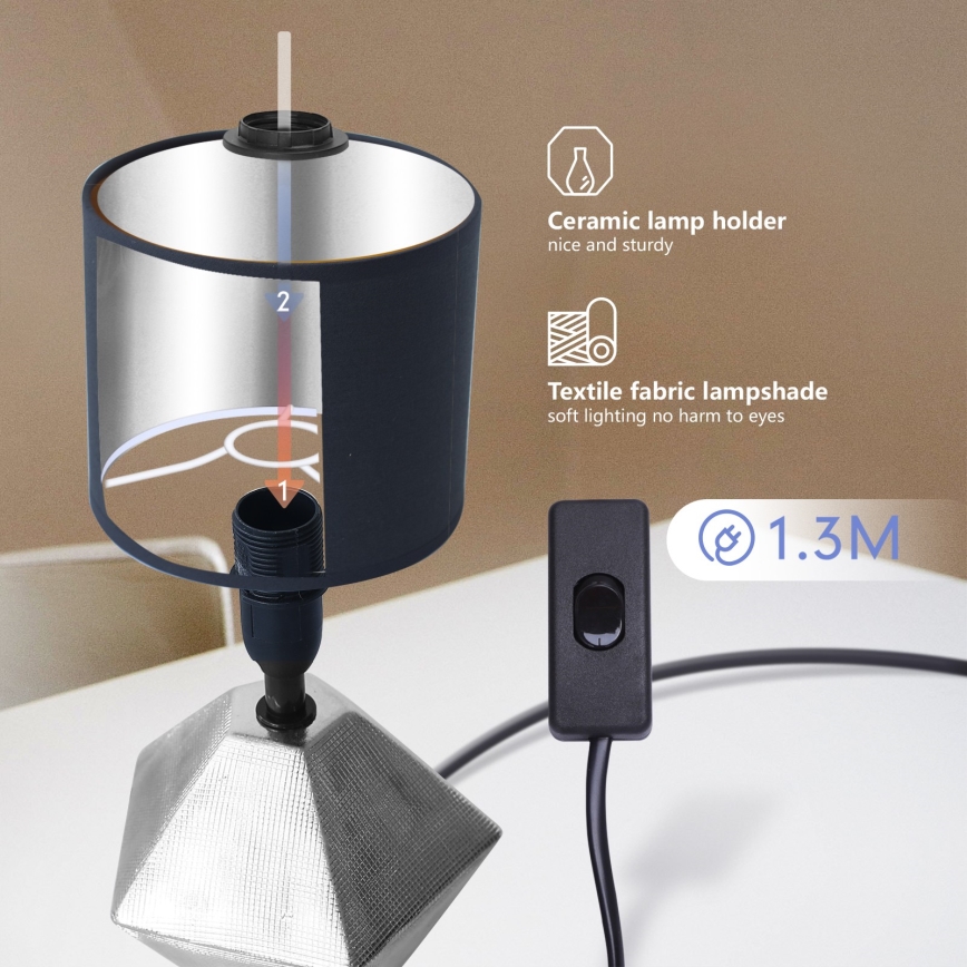 Aigostar - Bordslampa 1xE14/40W/230V silver/vit