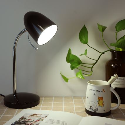 Aigostar - Bordslampa 1xE27/36W/230V svart/skinande krom