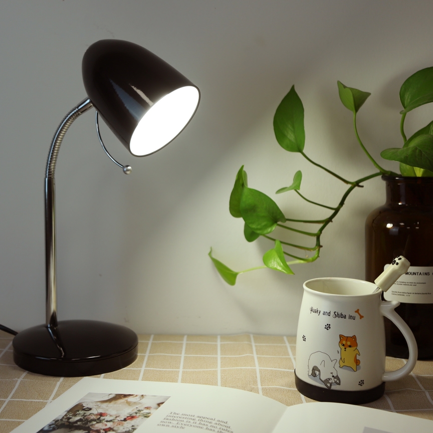 Aigostar - Bordslampa 1xE27/36W/230V svart/skinande krom