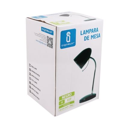 Aigostar - Bordslampa 1xE27/36W/230V svart/skinande krom