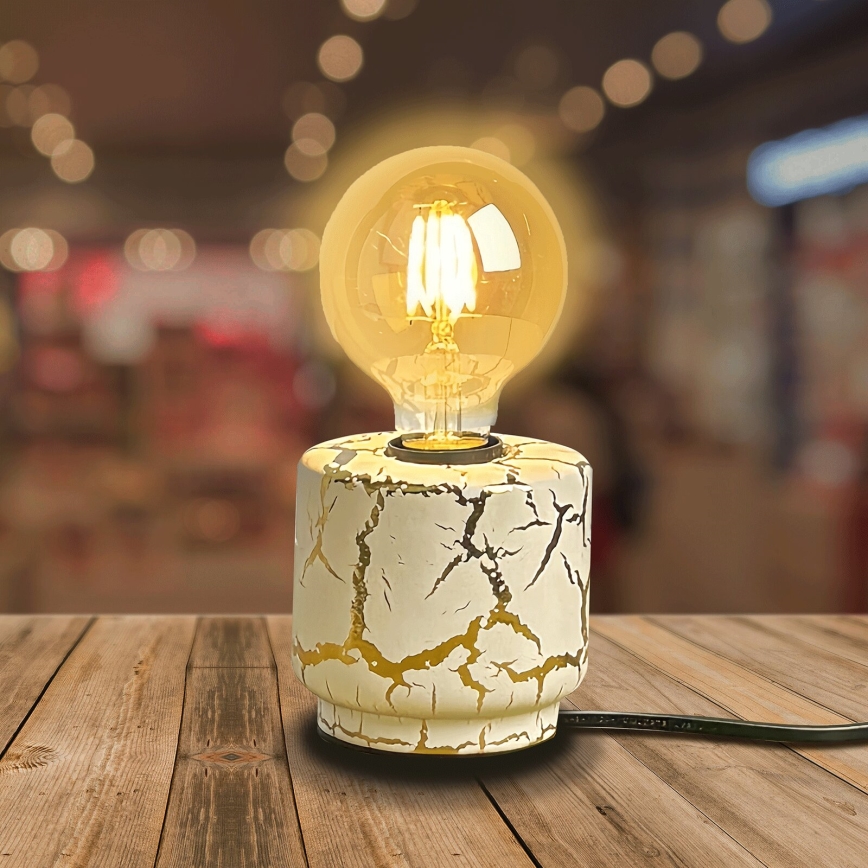 Aigostar - Bordslampa 1xE27/60W/230V vit/guld