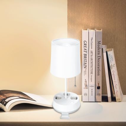 Aigostar - Bordslampa med eluttag 1xE27/60W/230V vit
