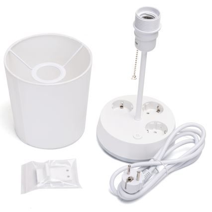 Aigostar - Bordslampa med eluttag 1xE27/60W/230V vit