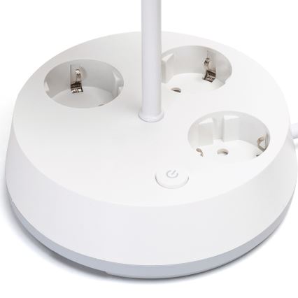 Aigostar - Bordslampa med eluttag 1xE27/60W/230V vit