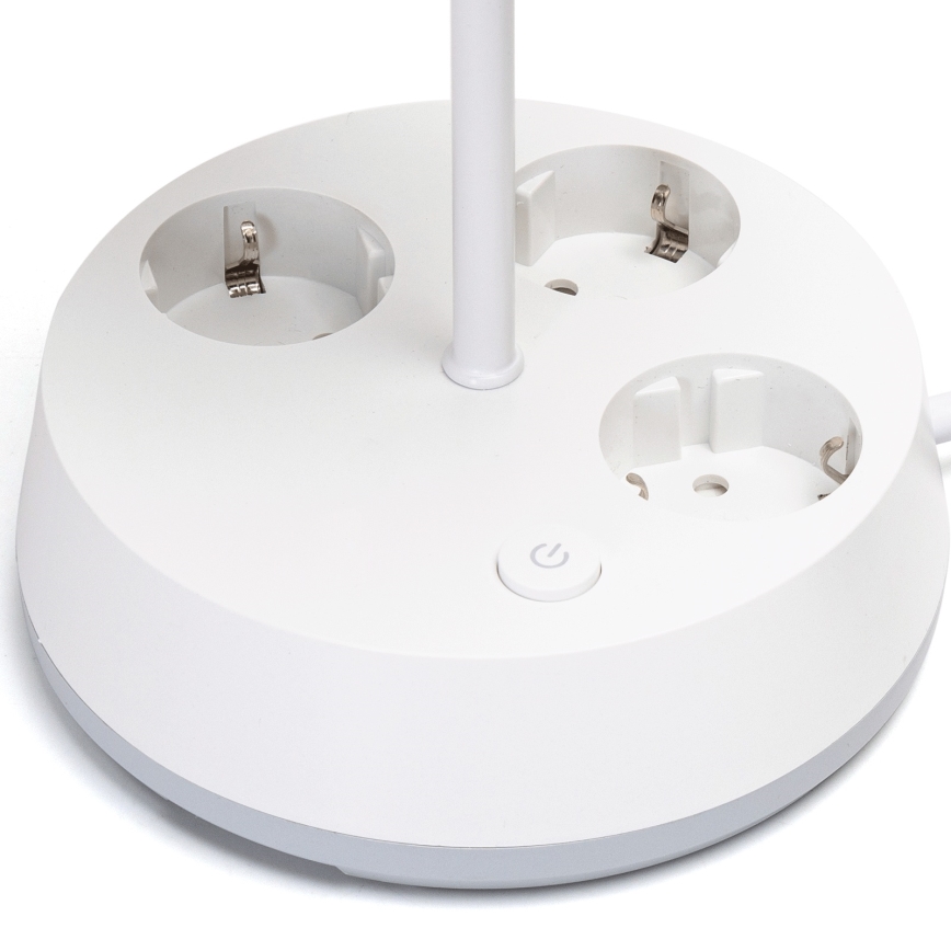 Aigostar - Bordslampa med eluttag 1xE27/60W/230V vit