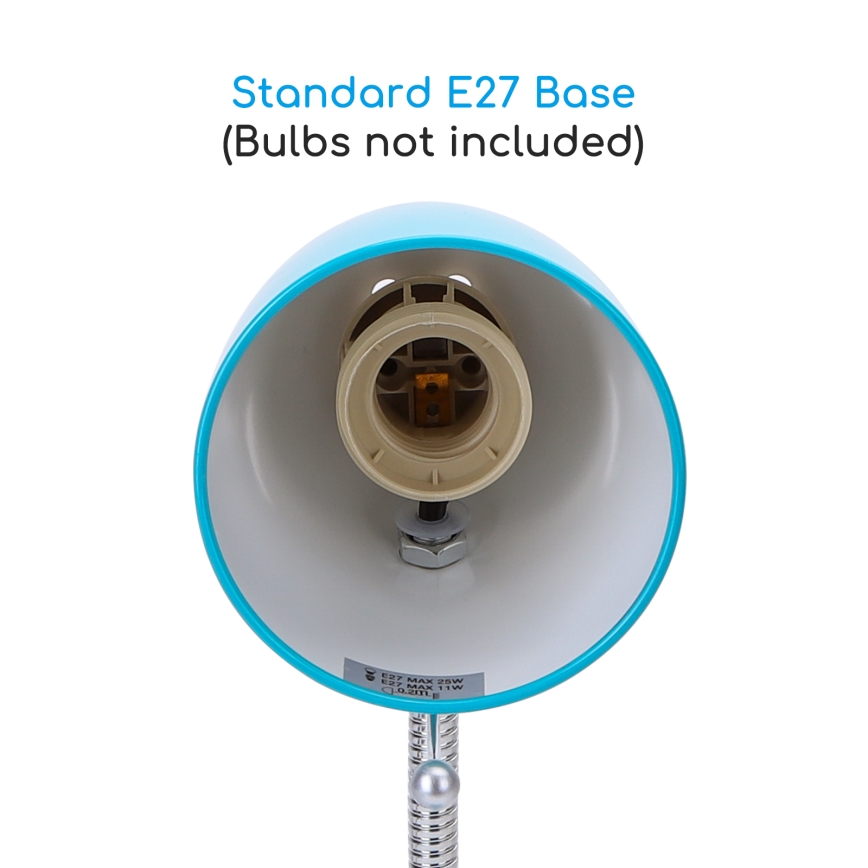 Aigostar -  Bordslampa med klämma 1xE27/11W/230V blå/skinande krom