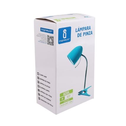 Aigostar -  Bordslampa med klämma 1xE27/11W/230V blå/skinande krom