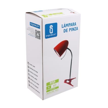 Aigostar - Bordslampa med klämma 1xE27/11W/230V röd/skinande krom
