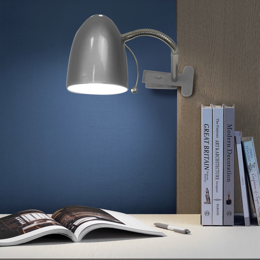 Aigostar -  Bordslampa med klämma 1xE27/11W/230V silver/skinande krom