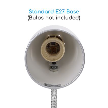 Aigostar -  Bordslampa med klämma 1xE27/11W/230V silver/skinande krom