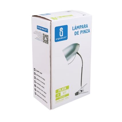 Aigostar -  Bordslampa med klämma 1xE27/11W/230V silver/skinande krom