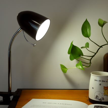 Aigostar -  Bordslampa med klämma 1xE27/11W/230V svart/skinande krom