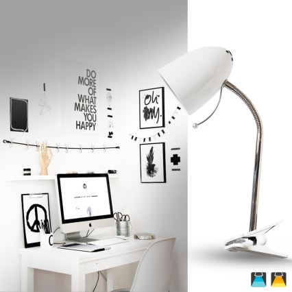 Aigostar -  Bordslampa med klämma 1xE27/11W/230V vit/skinande krom
