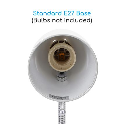 Aigostar -  Bordslampa med klämma 1xE27/11W/230V vit/skinande krom