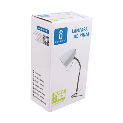 Aigostar -  Bordslampa med klämma 1xE27/11W/230V vit/skinande krom