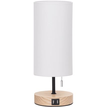 Aigostar - Bordslampa med USB-port 1xE27/40W/230V beige