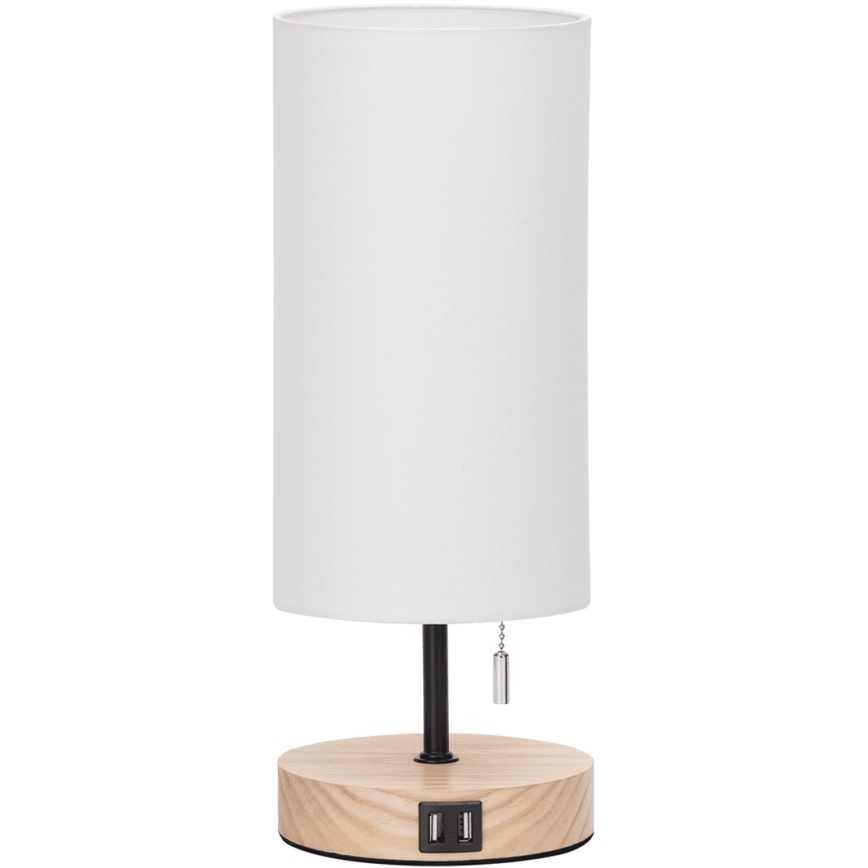 Aigostar - Bordslampa med USB-port 1xE27/40W/230V beige