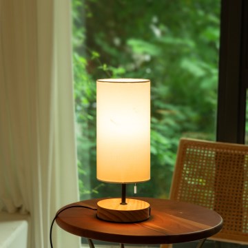 Aigostar - Bordslampa med USB-port 1xE27/40W/230V beige