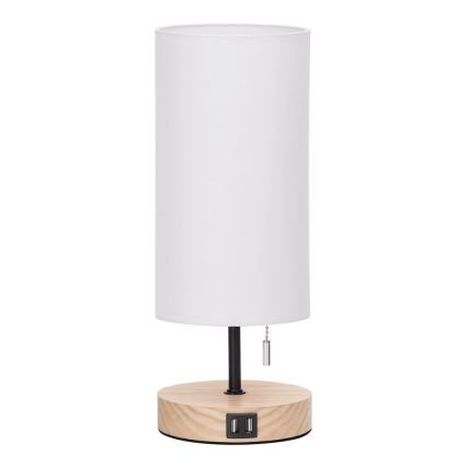 Aigostar - Bordslampa med USB-port 1xE27/40W/230V beige