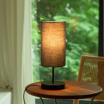 Aigostar - Bordslampa med USB-port 1xE27/40W/230V svart