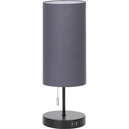 Aigostar - Bordslampa med USB-port 1xE27/40W/230V svart