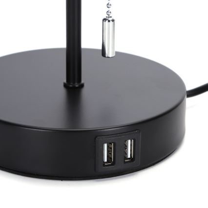 Aigostar - Bordslampa med USB-port 1xE27/40W/230V svart