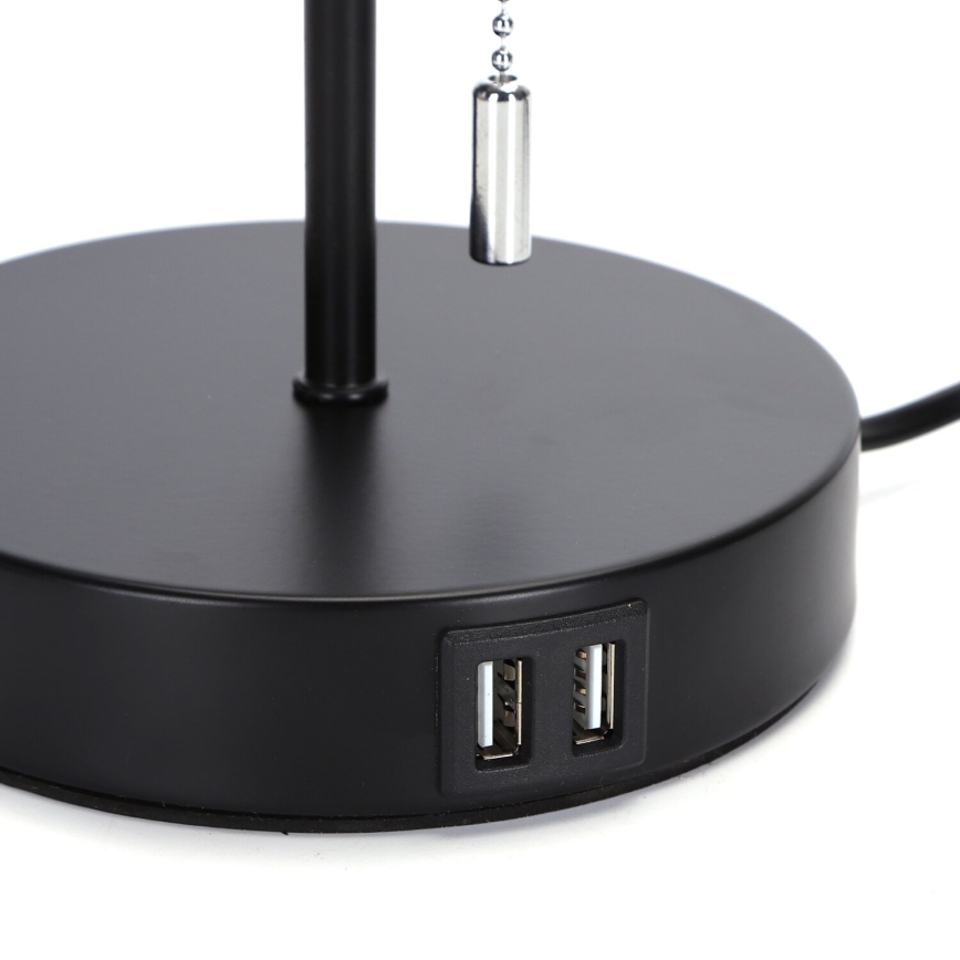 Aigostar - Bordslampa med USB-port 1xE27/40W/230V svart