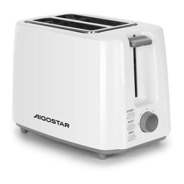 Aigostar - Brödrost för två skivor 750W/230V vit