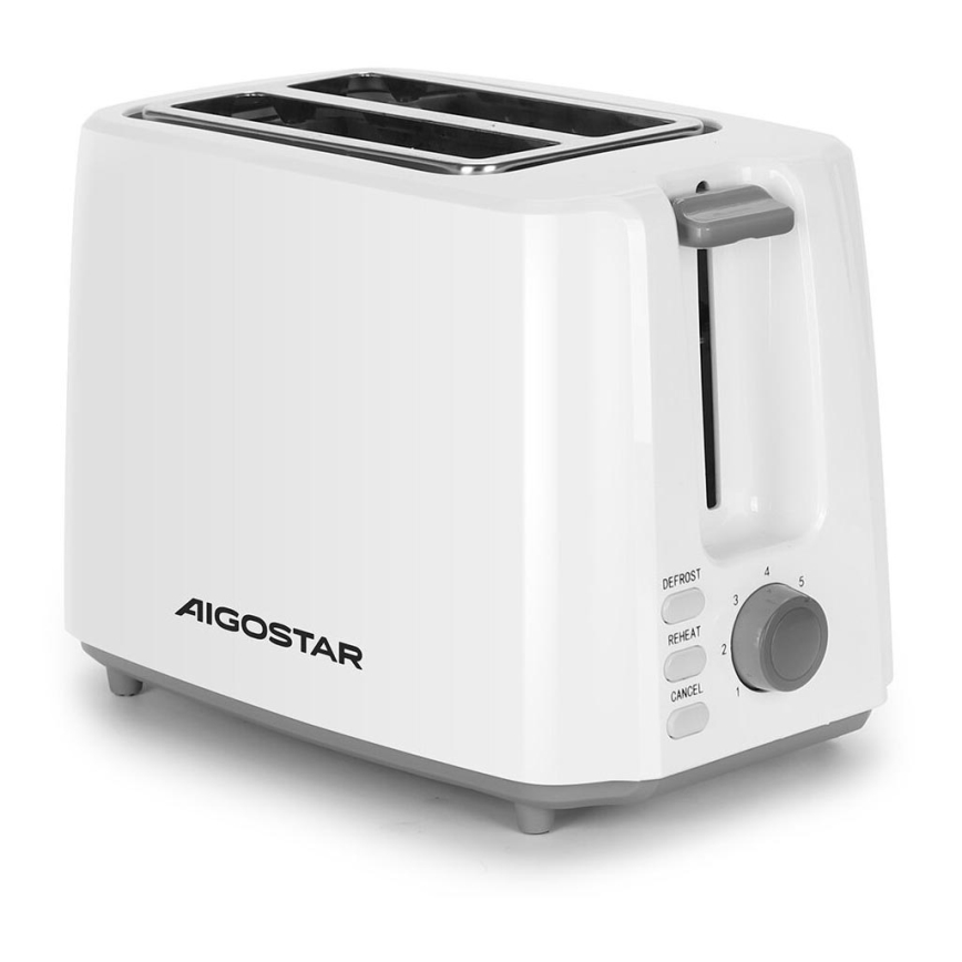 Aigostar - Brödrost för två skivor 750W/230V vit